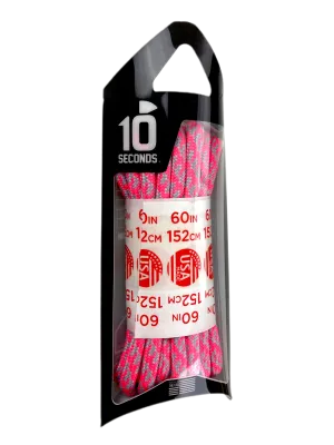 10 Seconds ® Athletic Jumbo Round Laces | Neon Pink/Silver Houndstooth