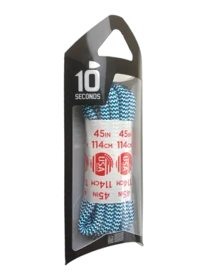 10 Seconds ® Athletic Jumbo Round Laces | Teal/White Herringbone