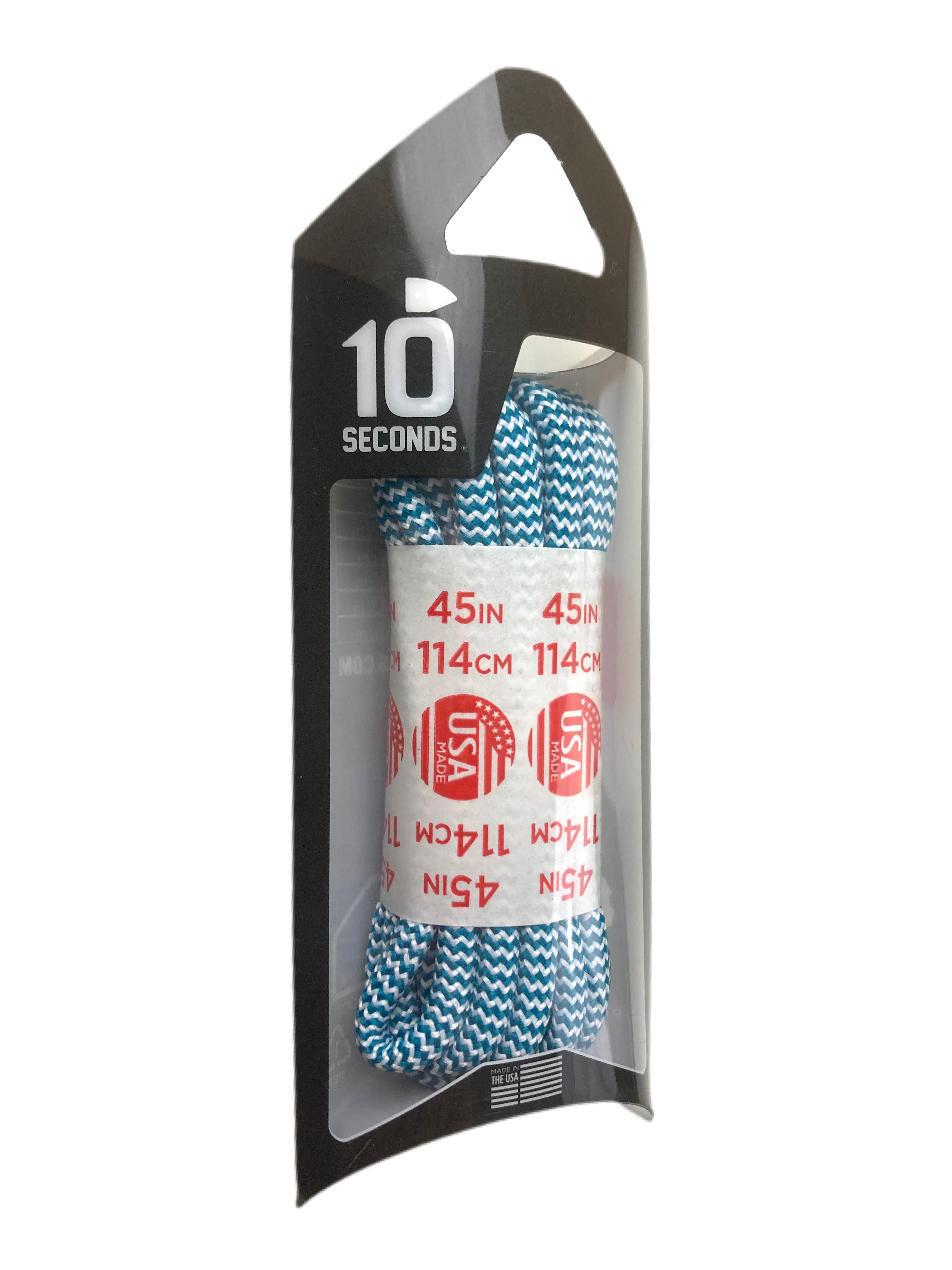 10 Seconds ® Athletic Jumbo Round Laces | Teal/White Herringbone