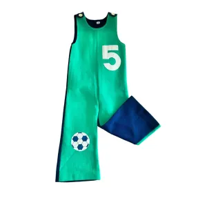 1960's Green "Football"  Dungarees / 6-9 Months