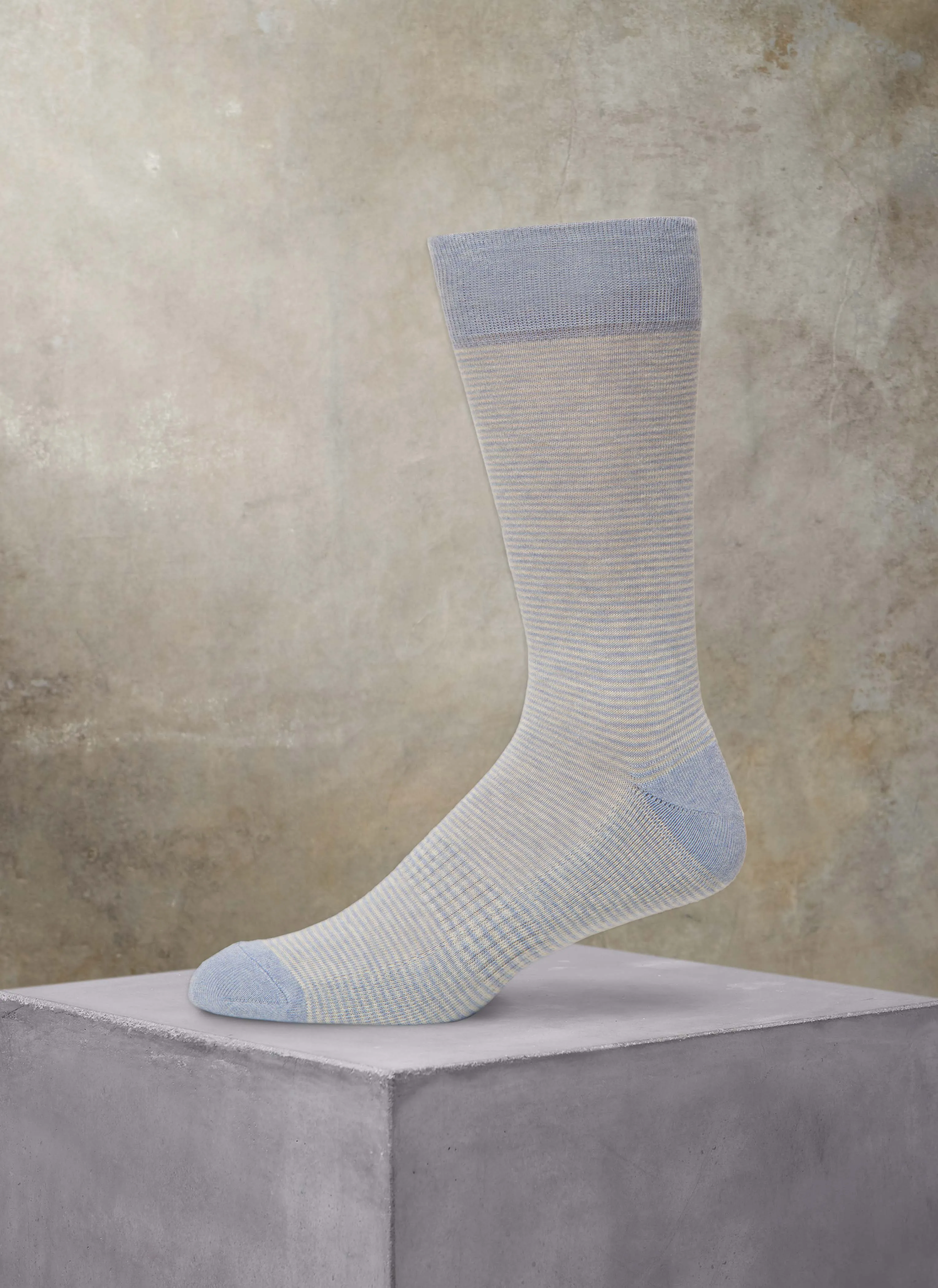 3-Pack Organic Cotton Fashion Mid-Calf Sport Socks in Blue and Light Grey