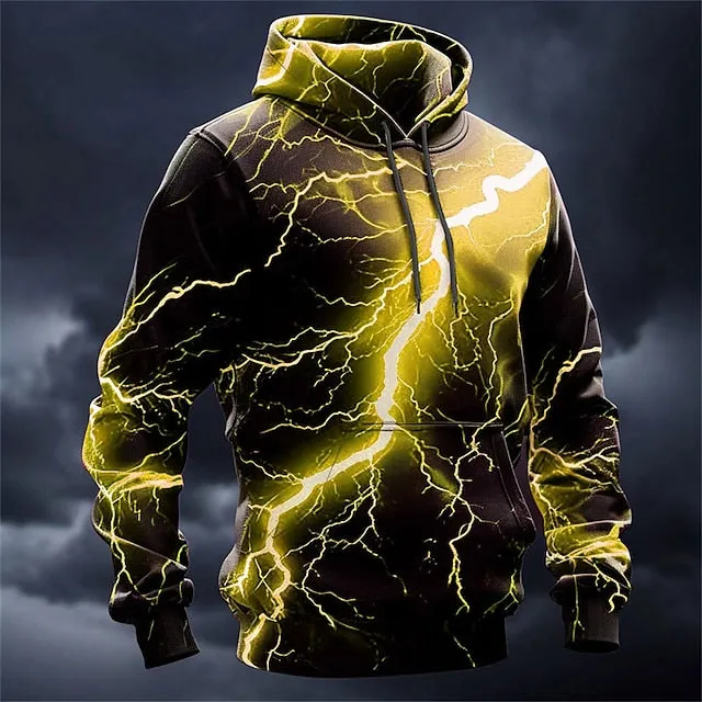 3D Yellow Pink Designer Men's Fashion Hoodie for Sports & Outdoor Activities