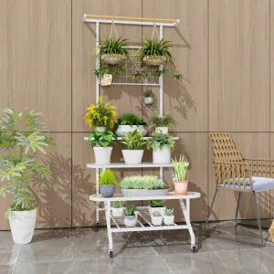 4-Tier Hanging Plant Stand with Hanging Bar