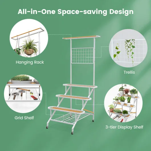 4-Tier Hanging Plant Stand with Hanging Bar