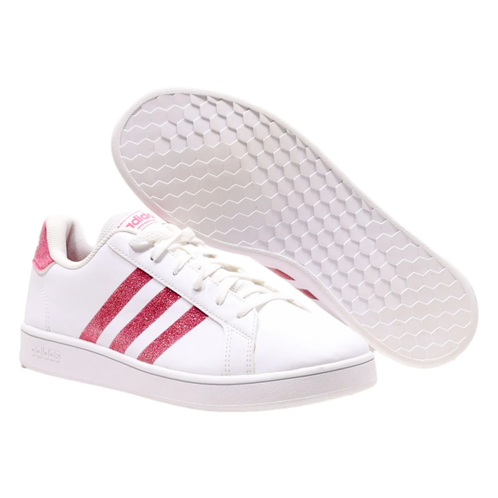 ADIDAS Grand Court Sneaker Trainers White Leather Girls UK 5