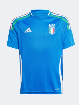 Adidas Italy 24 Home Boys Football T-Shirt Blue/White