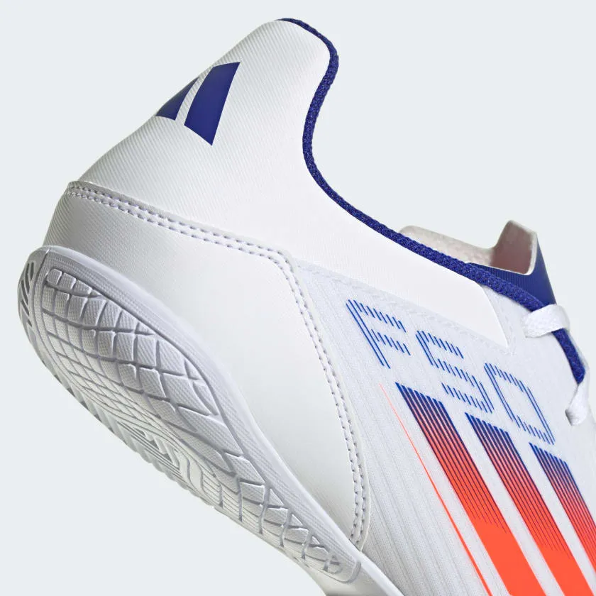 ADIDAS KID'S  F50 CLUB WHITE/BLUE FOOTBALL SHOES