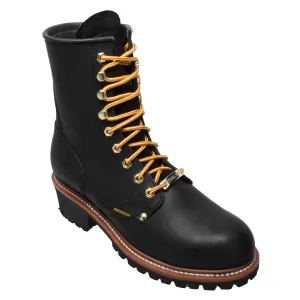 AdTec Mens Black 9in WP Logger Boots Oiled Leather