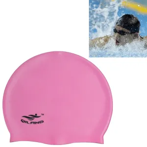 Adult Solid Color Waterproof Silicone Swimming Cap(Pink)