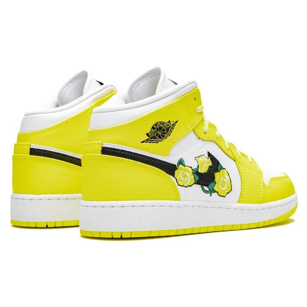 Air Jordan 1 Mid SE GS 'Rose Patch - Dynamic Yellow'