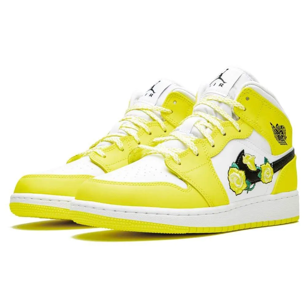 Air Jordan 1 Mid SE GS 'Rose Patch - Dynamic Yellow'