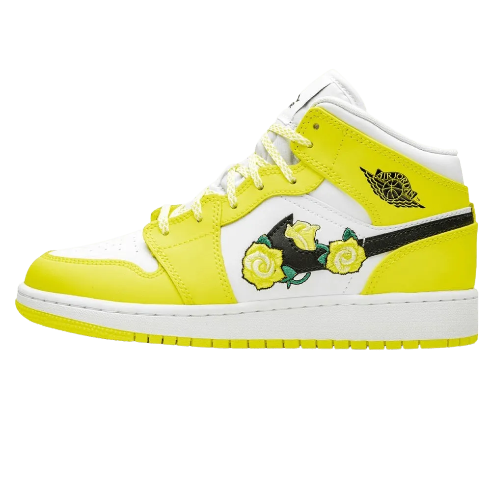 Air Jordan 1 Mid SE GS 'Rose Patch - Dynamic Yellow'