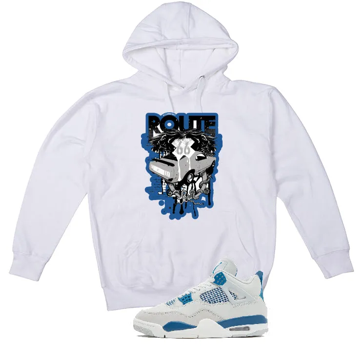 Air Jordan 4 “Military Blue” | illcurrency White T-Shirt (Route 66 Vintage car)