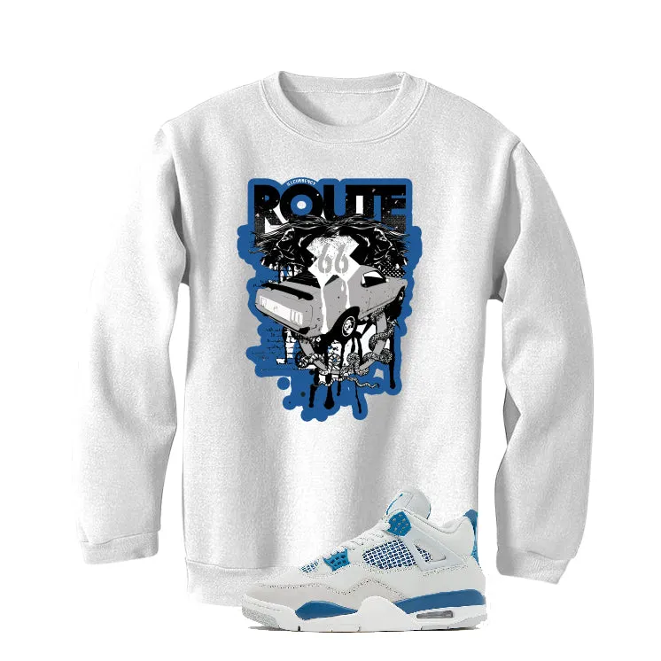 Air Jordan 4 “Military Blue” | illcurrency White T-Shirt (Route 66 Vintage car)