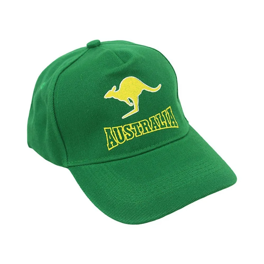 Aussie Team Supporter Green & Yellow Kangaroo Baseball Cap