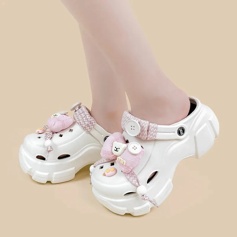 Baby Pink Bear Chunky Slip on Outdoor Clogs - Women's