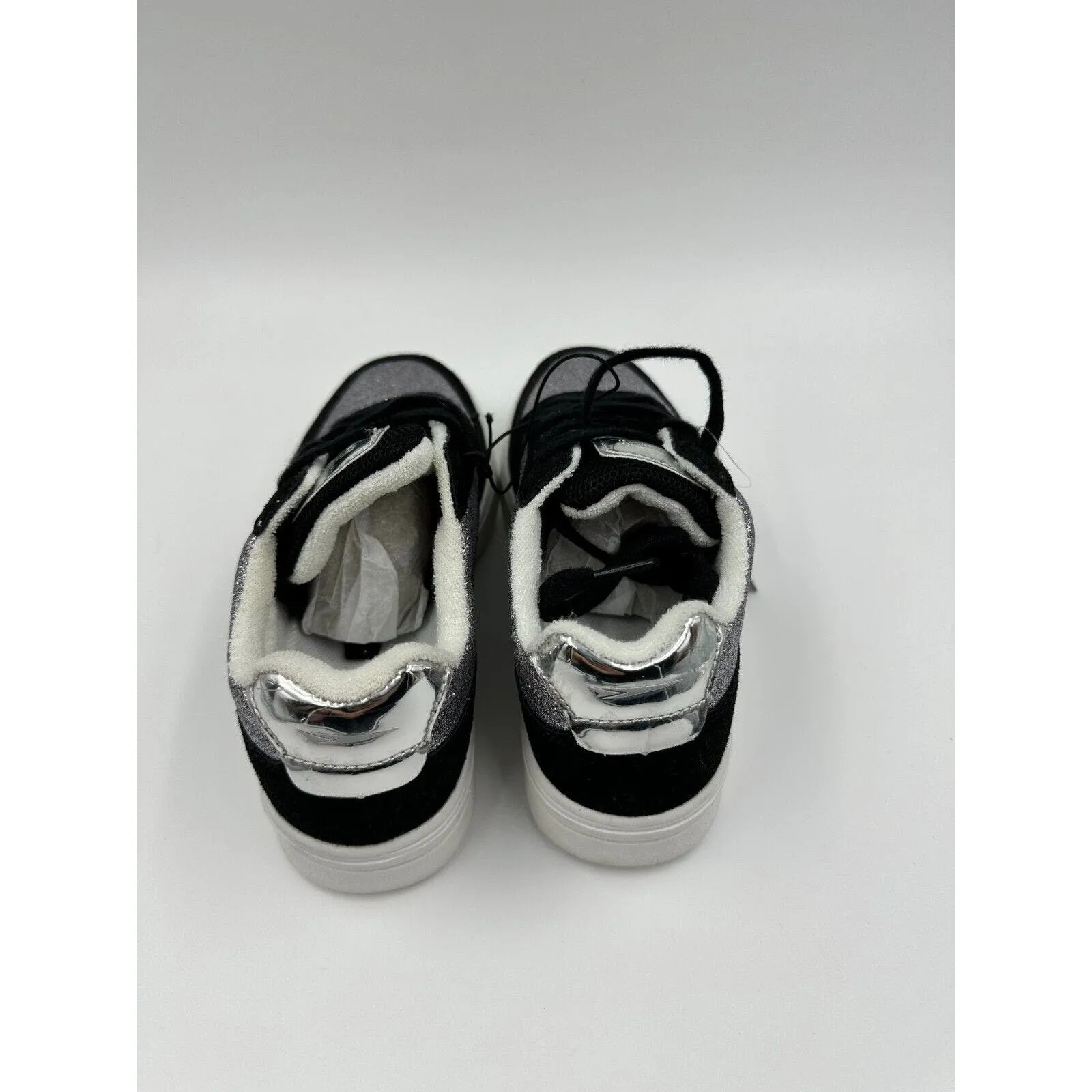 Big Kids Size 3 Casual Black & Silver Glitter Sneakers