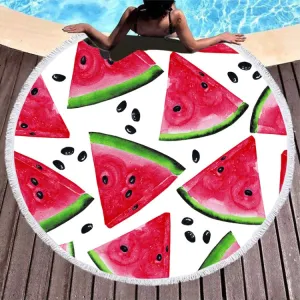 BL001 Microfiber and Fringed Soft Comfortable Circular Print Beach Towel