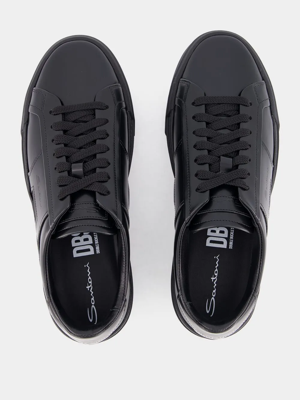 Black Leather Slip-On Sneakers