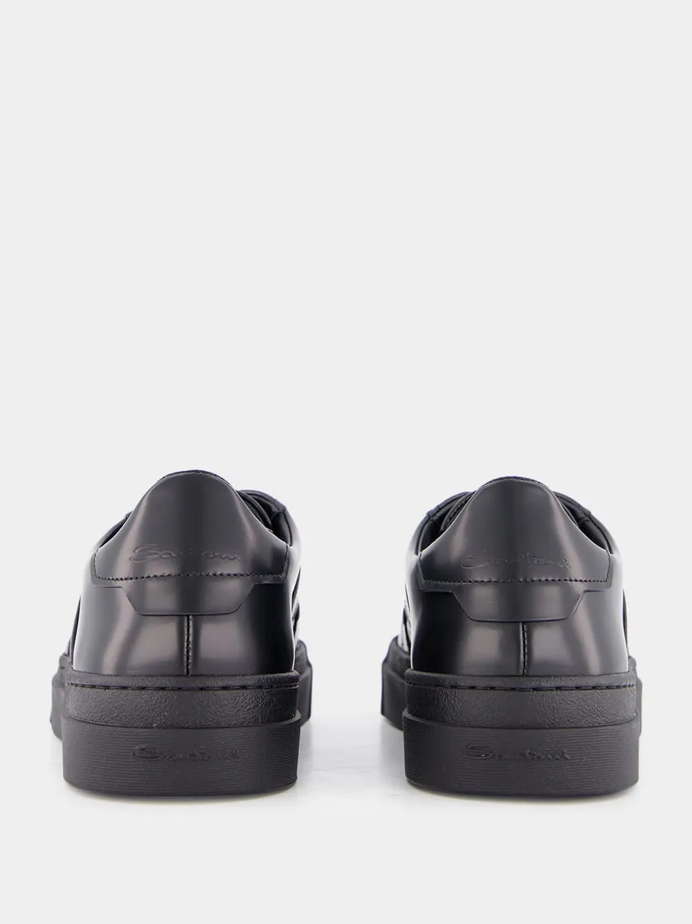 Black Leather Slip-On Sneakers