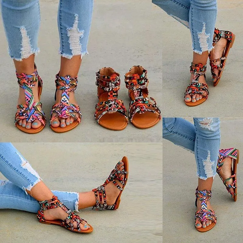 Bohemian Female Colorful Lace Sandals