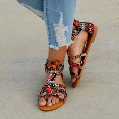 Bohemian Female Colorful Lace Sandals