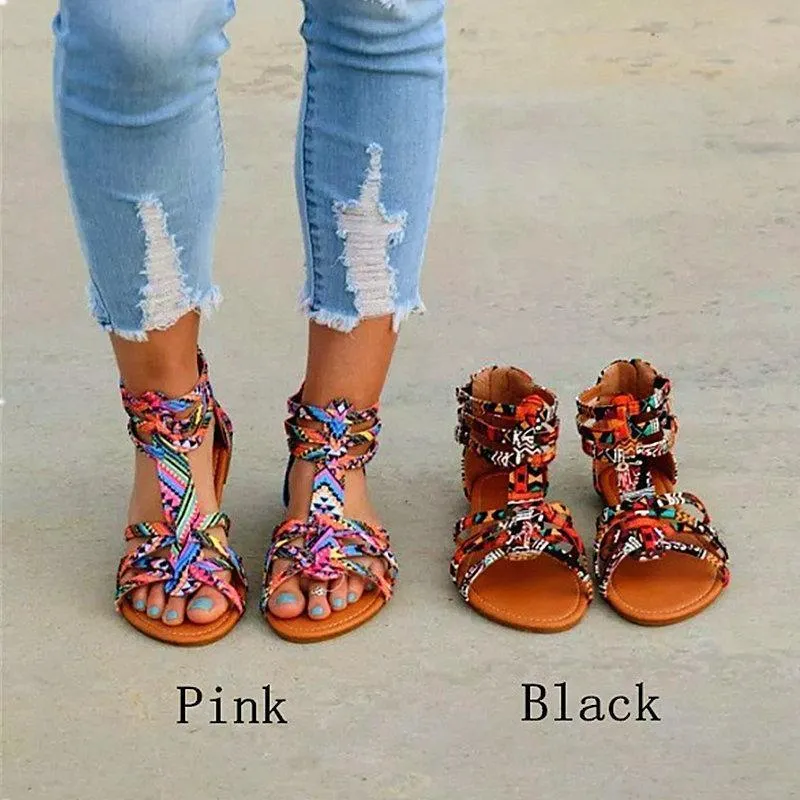 Bohemian Female Colorful Lace Sandals