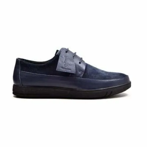 British Walkers Westminster Bally Style Men's Navy Blue Leather and Suede Low Top Sneakers