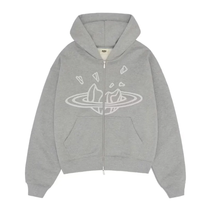 Broken Planet Zip Up Hoodie Heather Grey