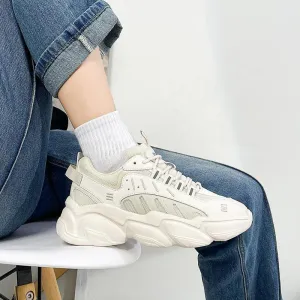 Casual Thick-Soled White Sneakers - Trendy Women’s Shoes