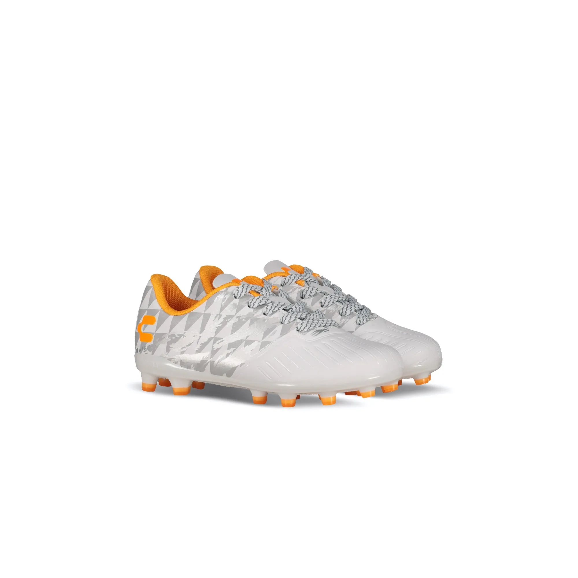 Charly Grasshopper 4.0 Youth FG Cleats (white/orange/silver)