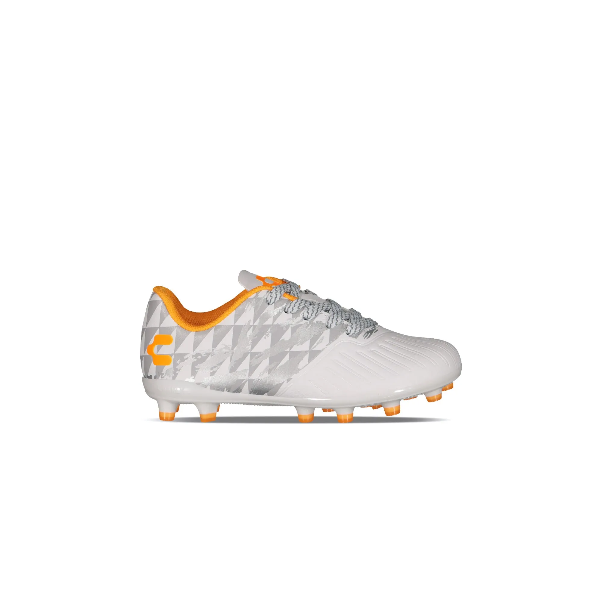 Charly Grasshopper 4.0 Youth FG Cleats (white/orange/silver)