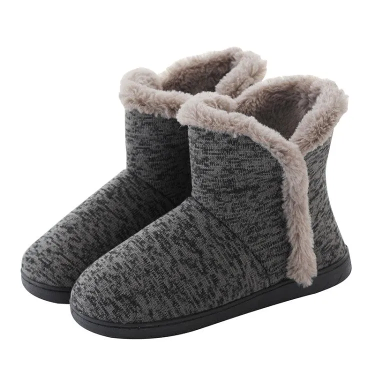 Cozy Cashmere High-Top Velvet Indoor Slippers for Men - Warm and Comfortable Platform Footwear