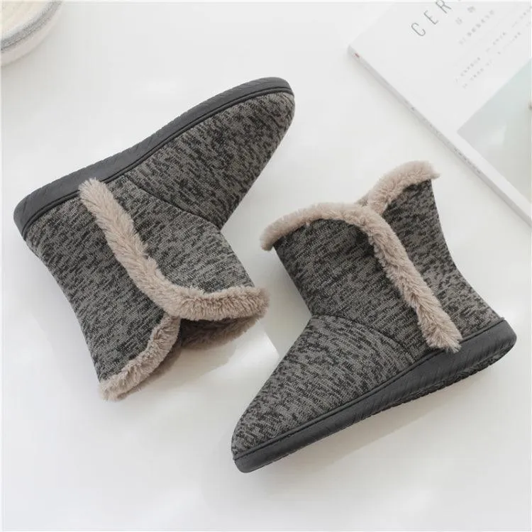 Cozy Cashmere High-Top Velvet Indoor Slippers for Men - Warm and Comfortable Platform Footwear