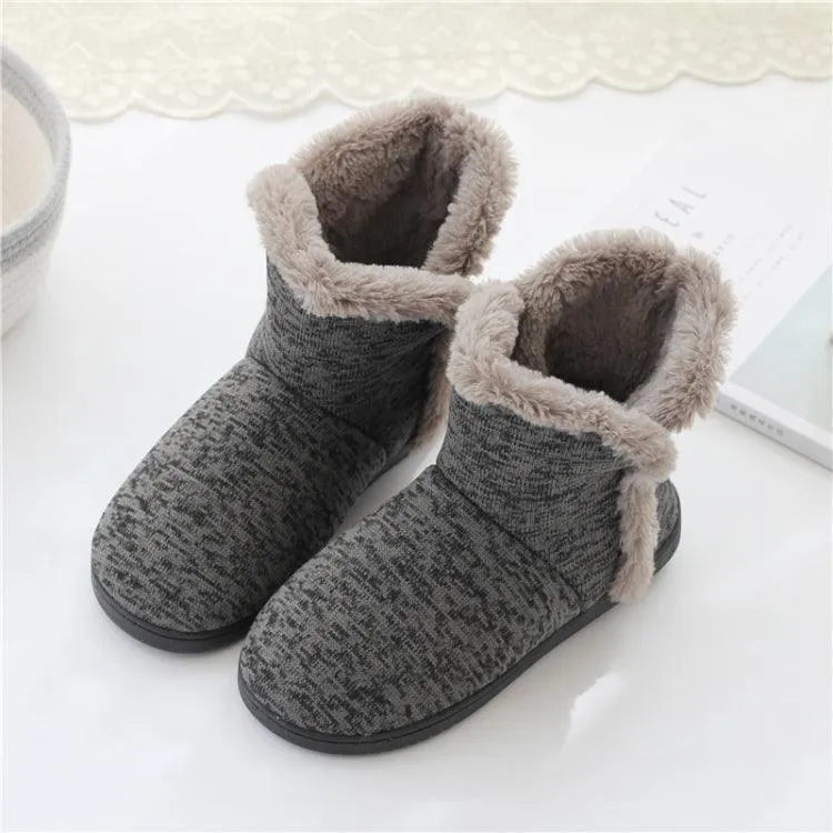 Cozy Cashmere High-Top Velvet Indoor Slippers for Men - Warm and Comfortable Platform Footwear