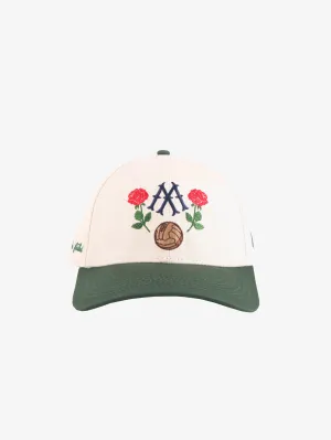 CREAM CONTRAST GREEN BASEBALL CAP "SOCCER & ROSE"