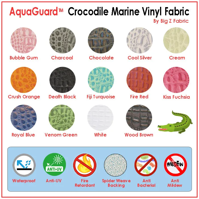 Crocodile Marine Vinyl Fabric - Auto/Boat - Upholstery Fabric / Charcoal / By The Roll - 30 Yards