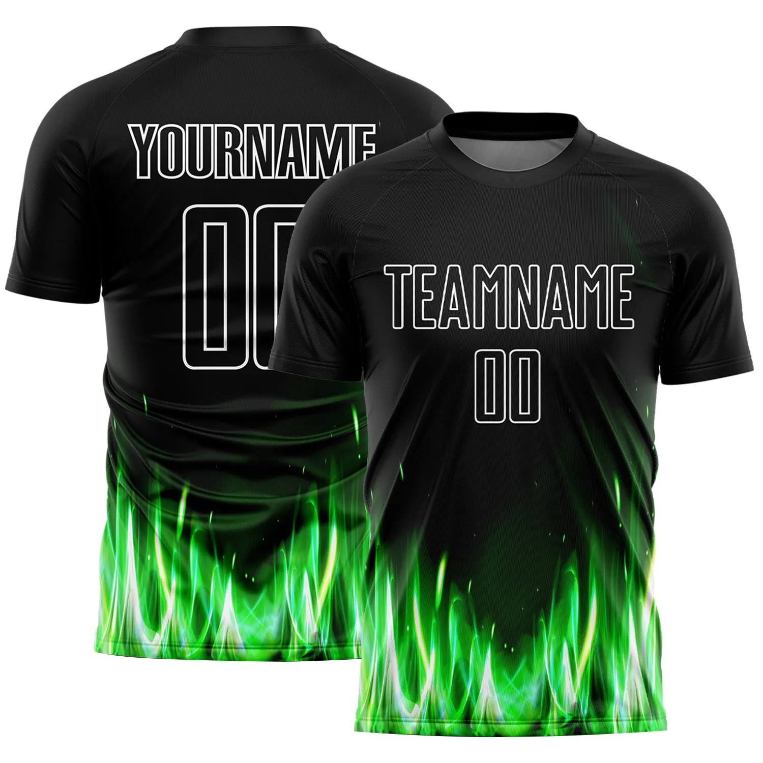 Custom Black White Flame Sublimation Soccer Uniform Jersey