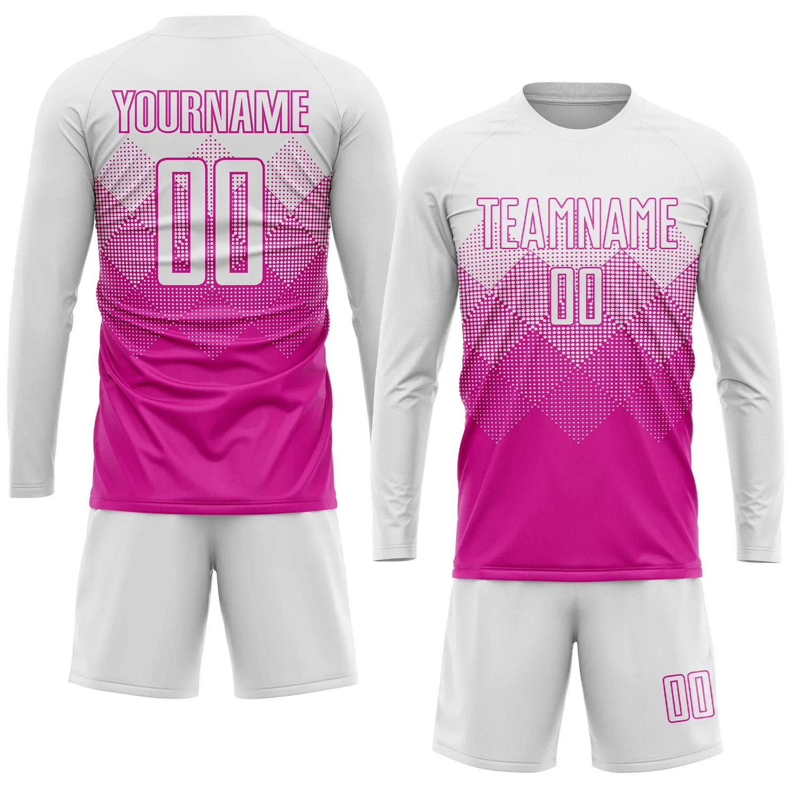 Custom Deep Pink White Sublimation Soccer Uniform Jersey