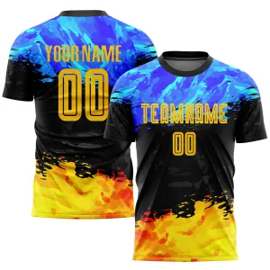 Custom Figure Gold-Royal Sublimation Soccer Uniform Jersey