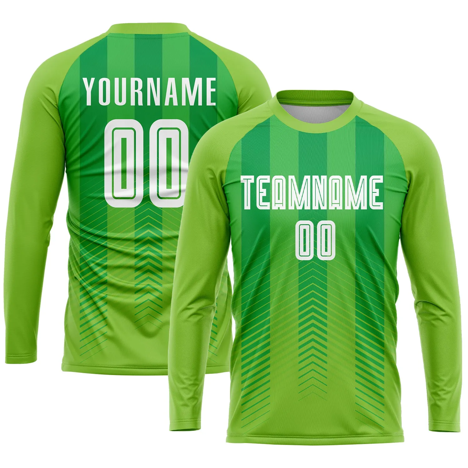 Custom Neon Green White-Kelly Green Sublimation Soccer Uniform Jersey