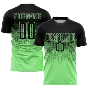 Custom Pea Green Black Sublimation Soccer Uniform Jersey