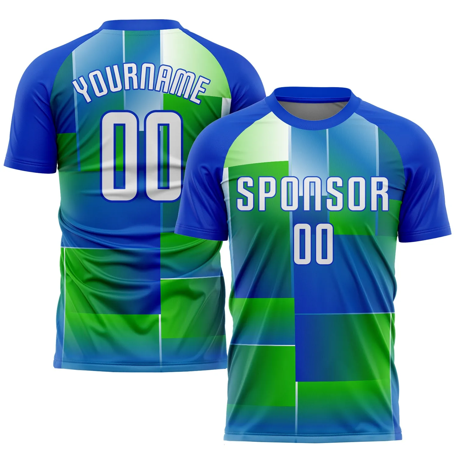 Custom Royal White-Kelly Green Sublimation Soccer Uniform Jersey