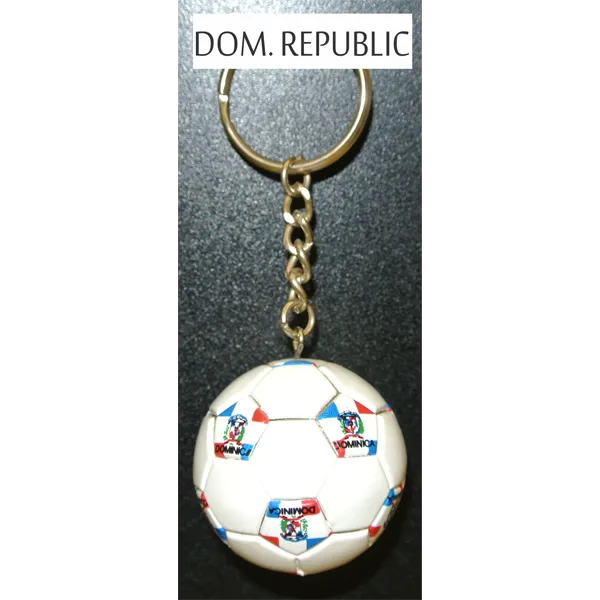 Dominican Republic Soccer Ball Metal Key Chain