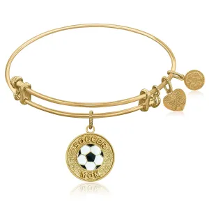 Expandable Bangle in Yellow Tone Brass with Soccer Mom Symbol