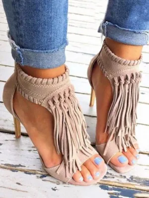 Fashion Tassels Heels Shoes For Women