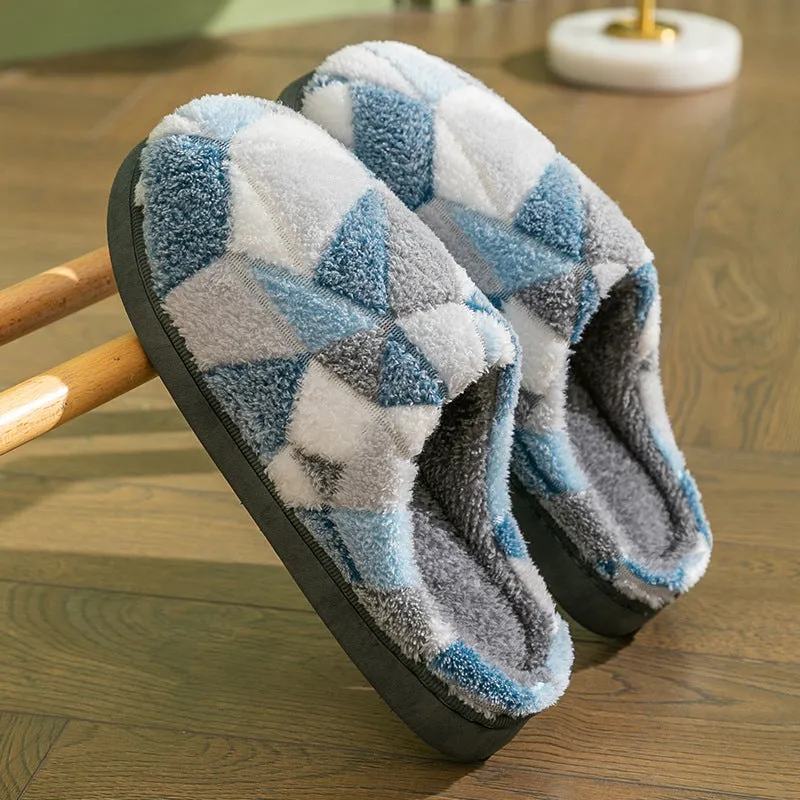 Geometric Plush Warm Indoor Slippers