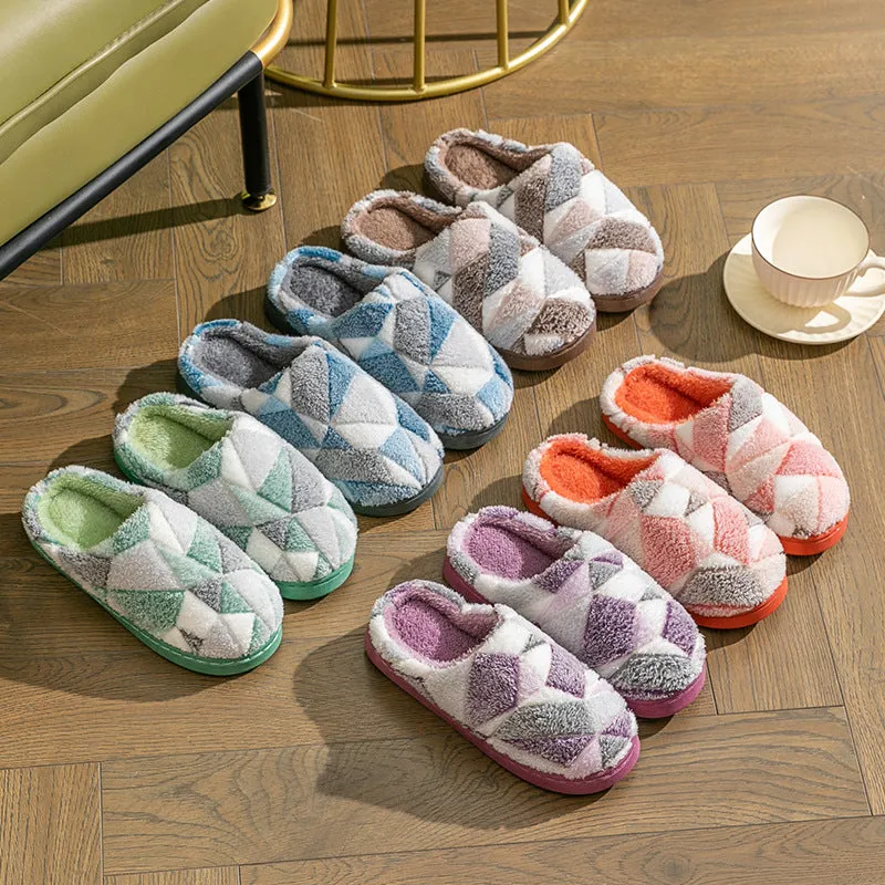 Geometric Plush Warm Indoor Slippers