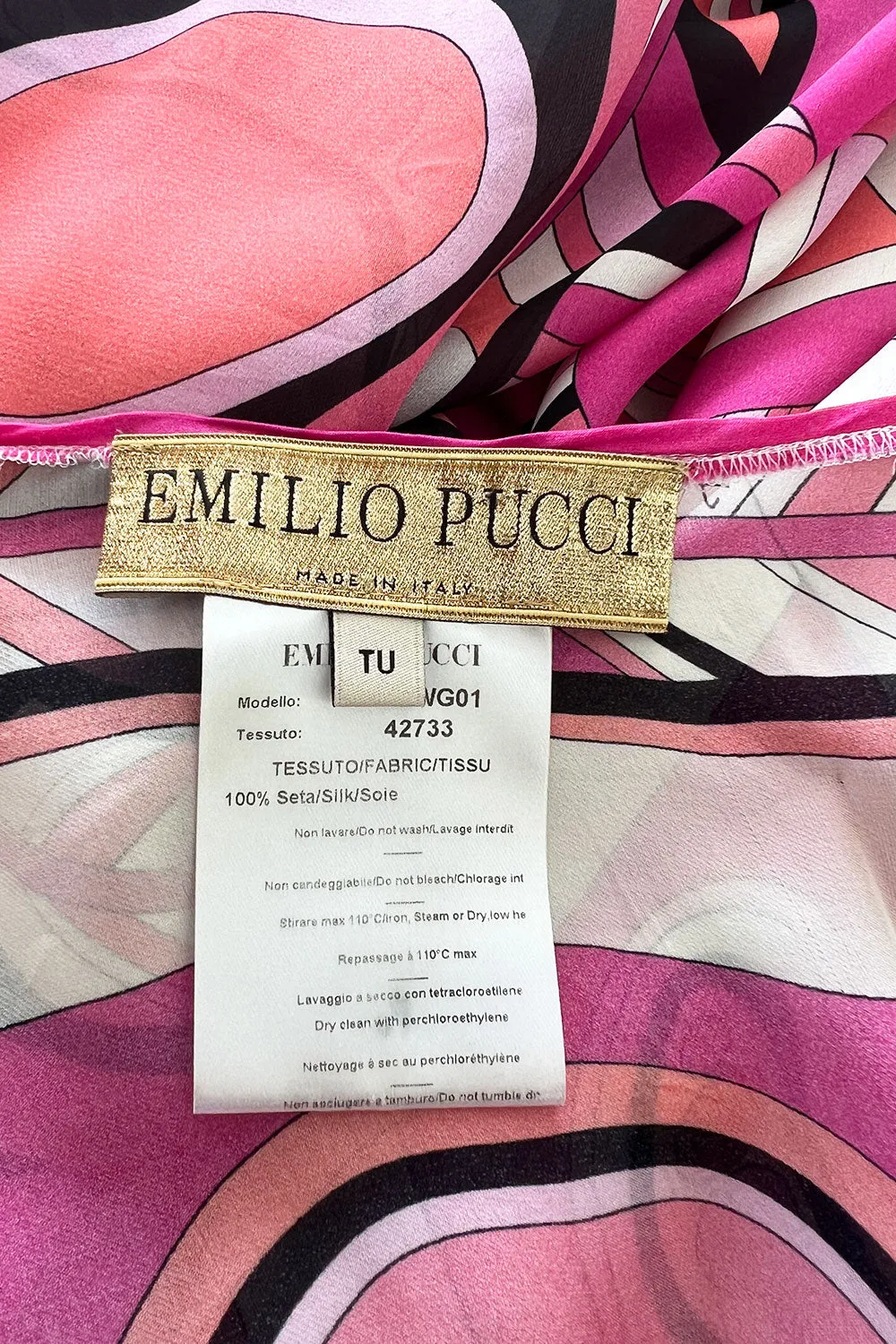 Gorgeous 2010s Emilio Pucci Feather Light Pink Silk Chiffon Scarf Weight Printed Caftan Dress