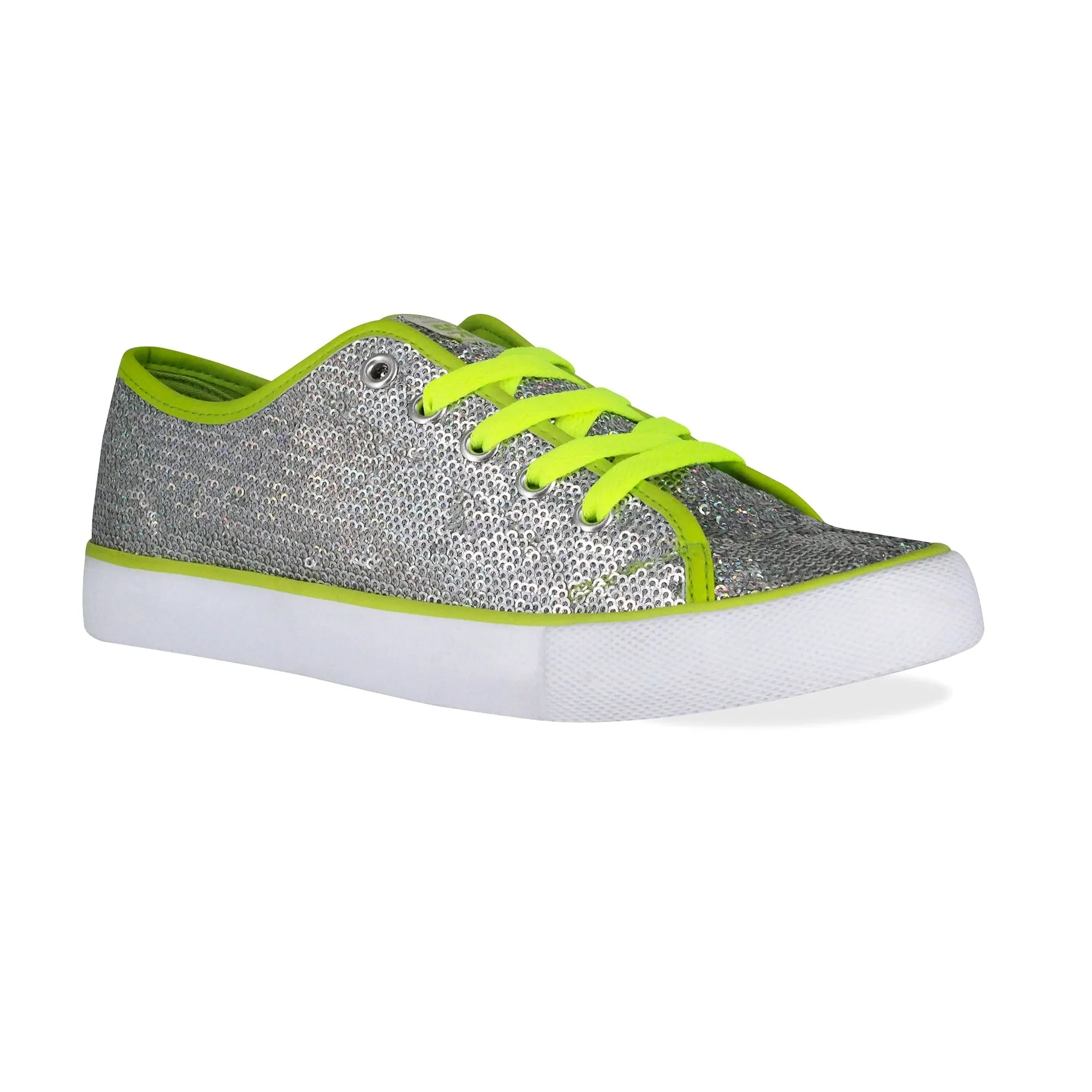 Gotta Flurt Women's Pizazz Silver/Lime Sequin Low Top Dance Sneaker